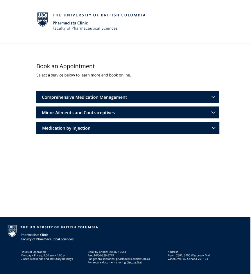 the initial MACs booking portal